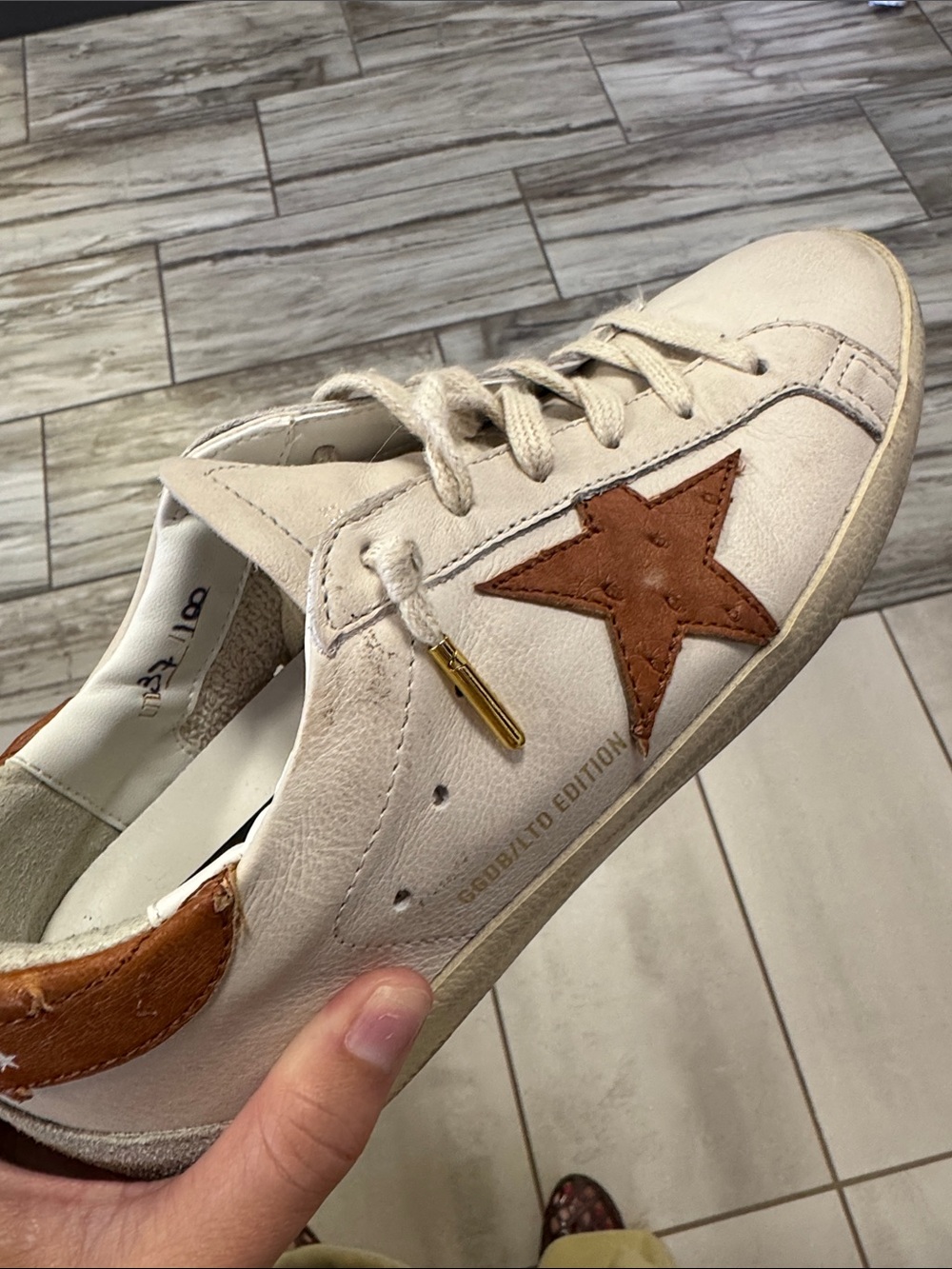 Golden Goose Super-Star Sneakers in Optic White & Cognac
